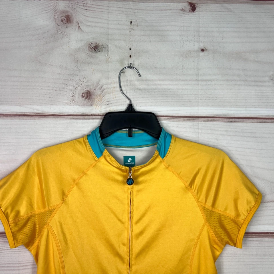 Camiseta deportiva de ciclismo Hincapie Top para mujer M amarilla con cremallera completa manga corta bolsillo nativo Foto 2 de 4