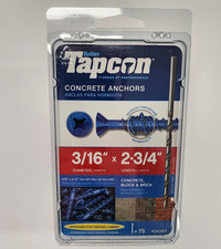 TAPCON Concrete Anchors 3/16 x 2-3/4 75pcs Ph...