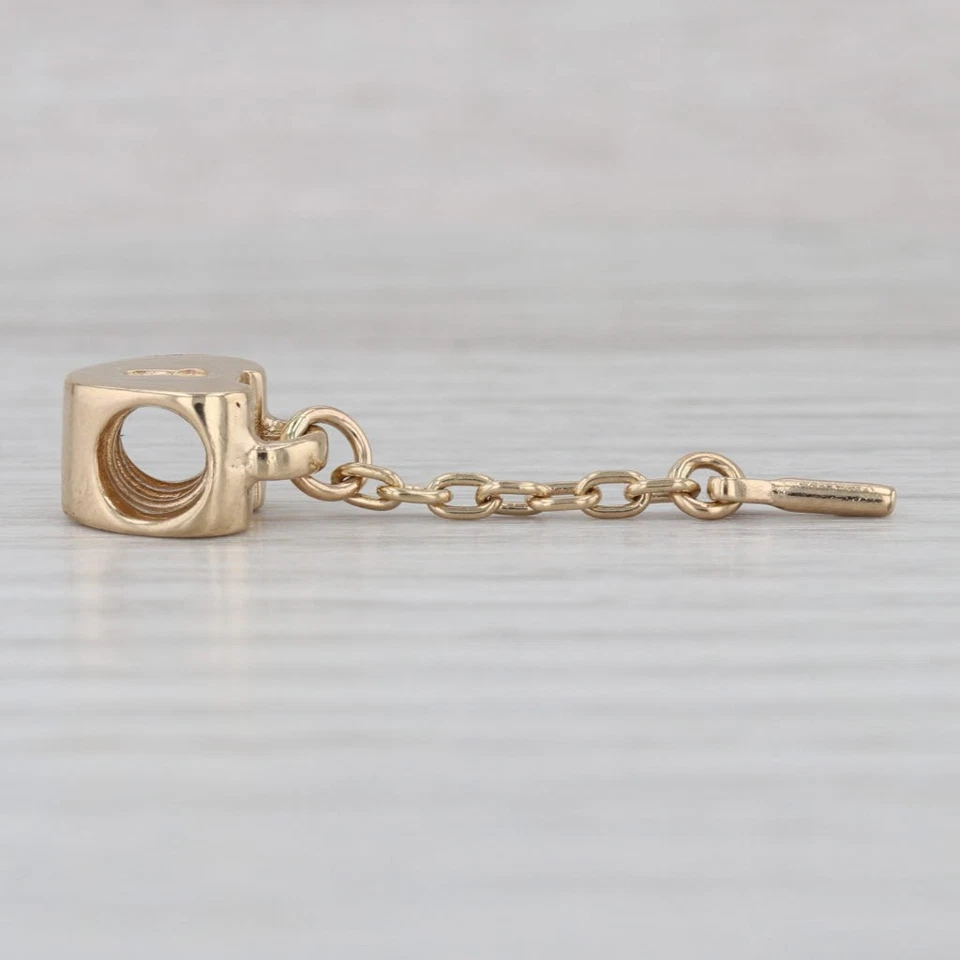 Auténtico Pandora Corazón Cerradura y Llave Dije 750341 14k Oro Cuentas Retirado Foto 3 de 4