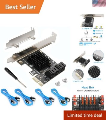 High-Speed 4 Ports SATA Card - Boot Capability & Low Profile Bracket Included