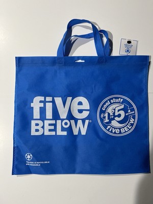 10 Reusable SHOPPING Tote Bags BLUE Handles  LET GO AND HAVE FUN  18x16  5below