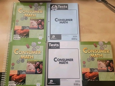 BJU Consumer Math Textbook Kit Teacher Editions, Student Text, Tests, Ans Key