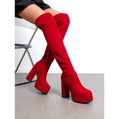 Women Platform Over The Knee Thigh High Boots Chunky High Heels Gogo Boots