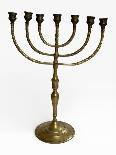 Vintage Heavy Duty Solid Brass Menorah  7 Branch Candelabra 15" Tall - Judaica