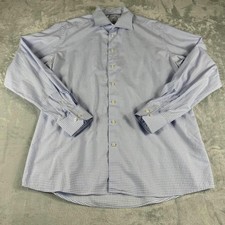 Eton Dress Shirt Mens XXL 18 46 Blue Gingham Contemporary Fit Cotton Business