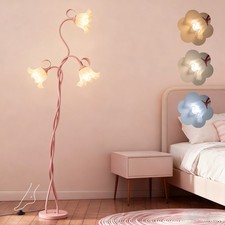Pink 3-Light Flower Floor Lamp LED 3-Color Bu...