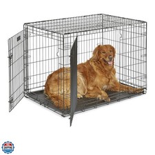 42-Inch Two-Door iCrate Folding Dog Crate with Divider Panel, Leak-Proof Tray...