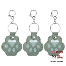 Pet Fur Storage Keychain, Dog Fur Keepsake Cat Paw Cute Leather Pet Gray Green