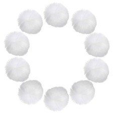 10Pcs 2 Inch Faux Fur Pom Pom Balls White Faux Fur Pom Poms for Hats