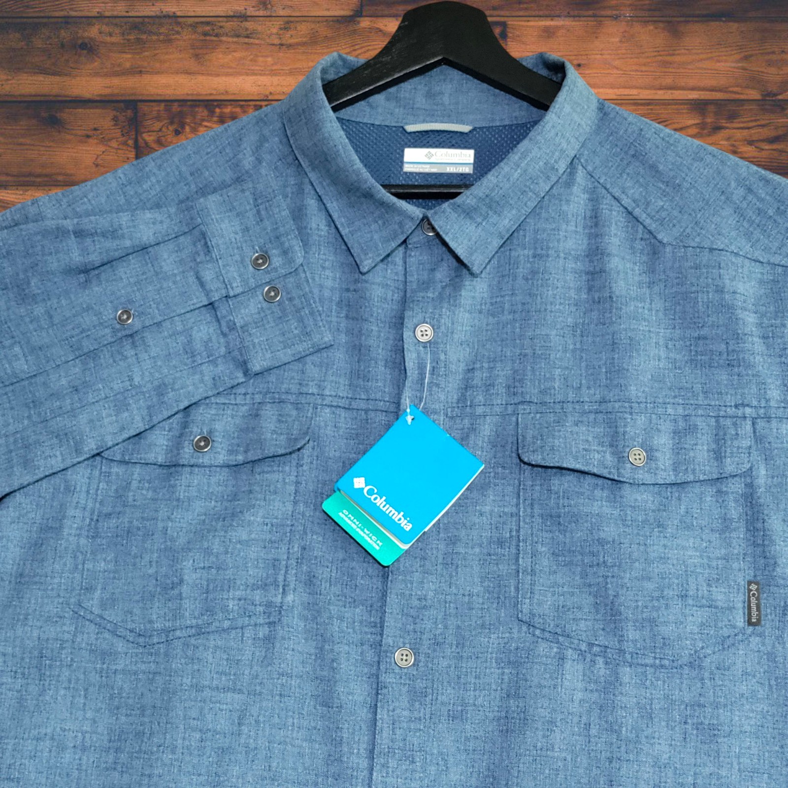 Columbia Mens Pilsner Lodge Long Sleeve Shirt Size XXL Blue Heather Vented NWT