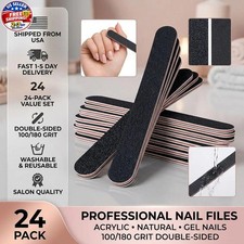 24 Pack Nail Files 100/180 Grit Double Sided Emery Boards Acrylic Natural Nails