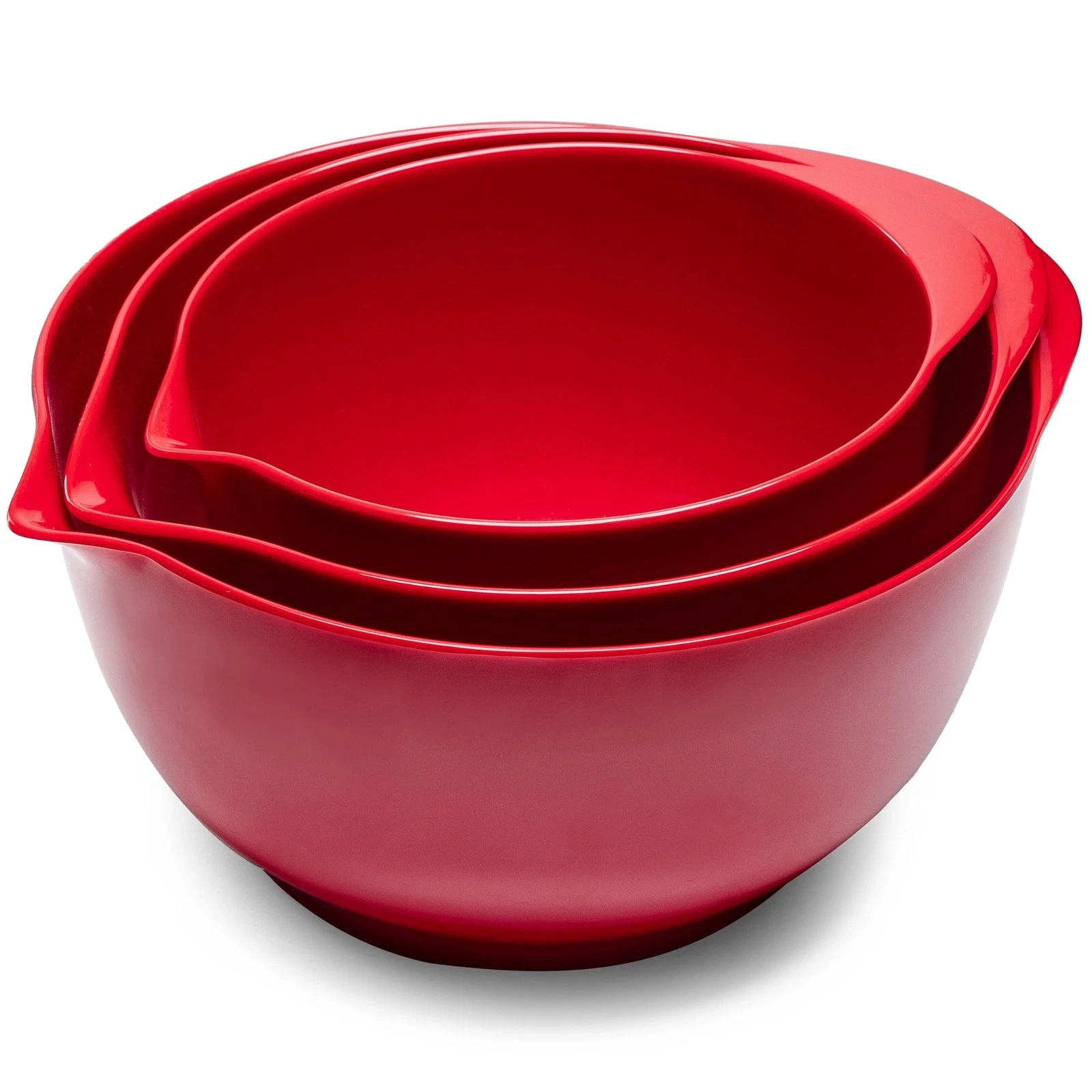 Mixing Bowls Set, 3 Piece Melamine Nesting Bowls with Pour Spout, Non-Slip Ba...