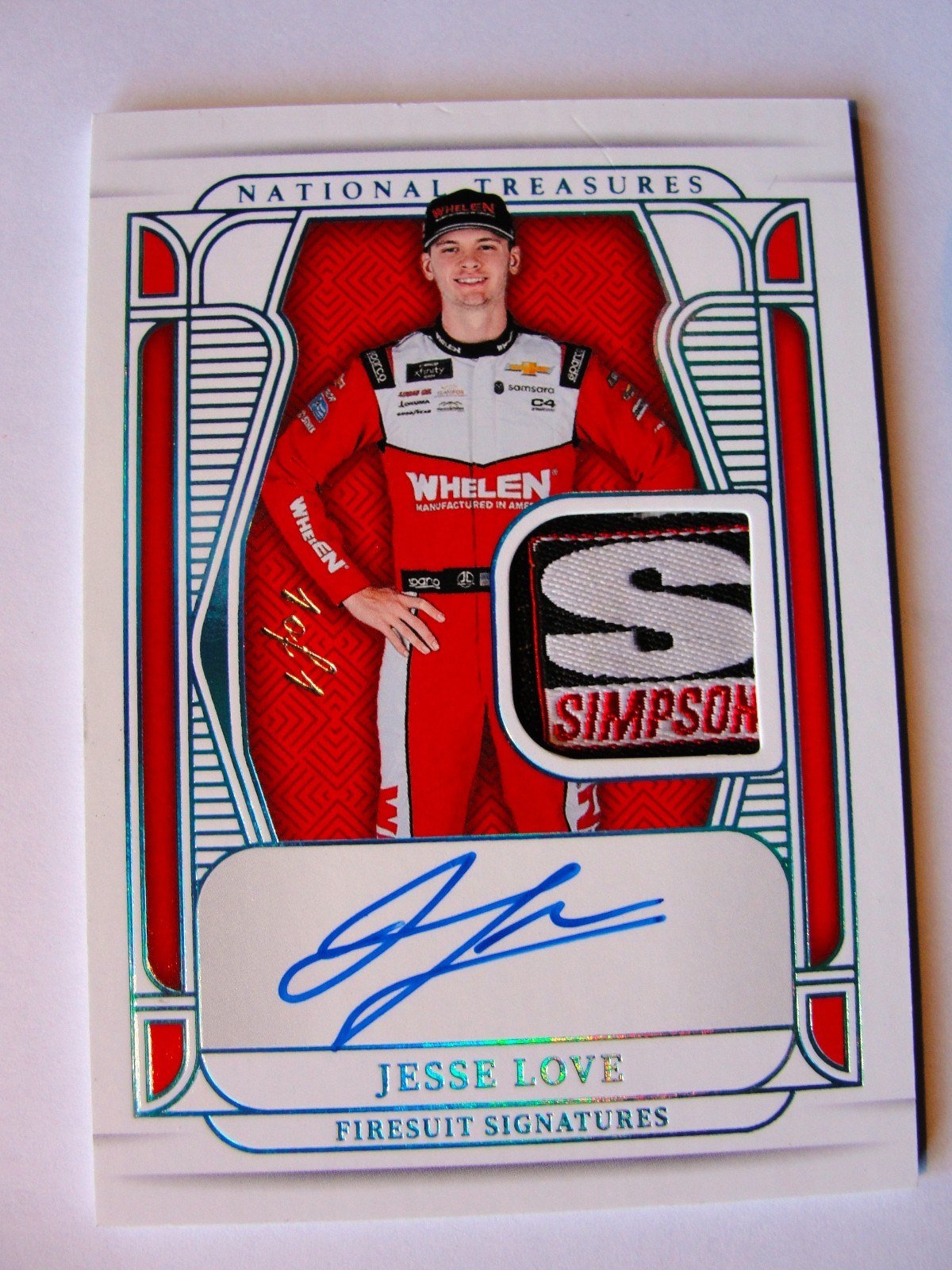 NATIONAL TREASURES 1/1 RACE USED JESSE LOVE ONE / ONE AUTOGRAPH HARD SIGNED AUTO
