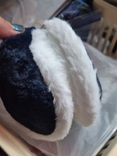 Plush Navy and White Fuzzy Ear Muffs