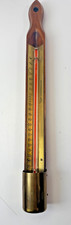 Rare Antique Taylor Hanging Wood Thermometer Temperature Gauge Brassmetal