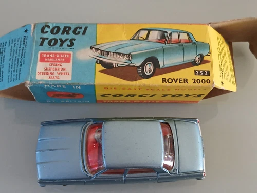 Corgi Toys 252 Rover 2000 Vintage Metallic Blue Model Car With part Original Box