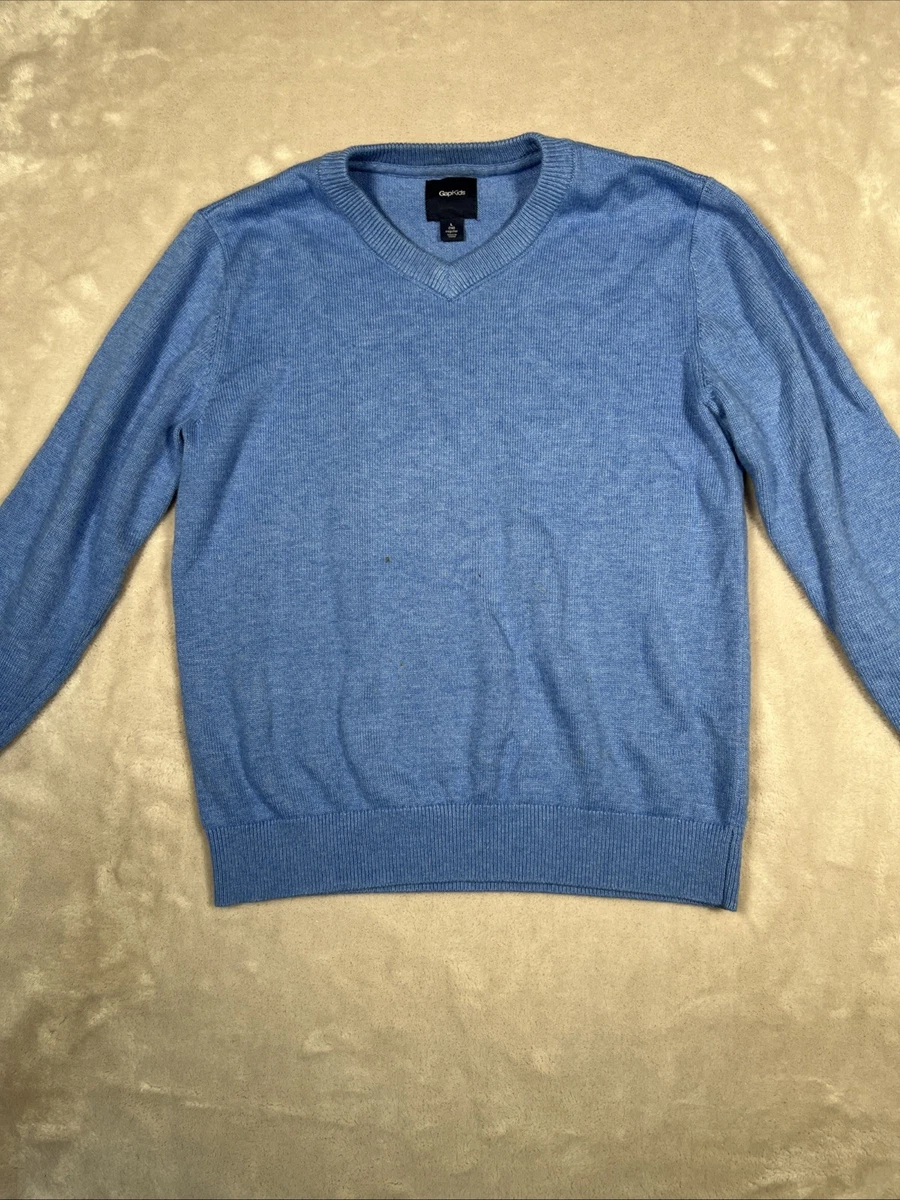Pull en coton bleu uni avec logo de la marque brodé et un col camionneur
