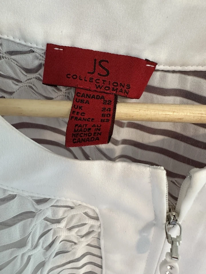 Plus Size, White, Formal Top, Rhinestone Cuff buttons, Shell And Cami, W24 - Image 4 of 4