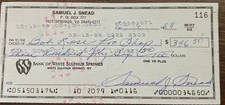 Sam Snead Signed Check BAS!!