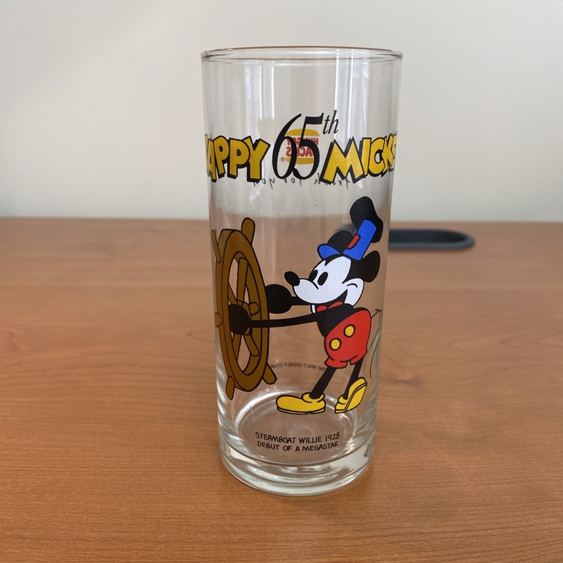 Hungry Jacks Happy 65th Mickey Mouse Steamboat Willie Glass 1993 