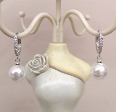 Ohrringe Silber 925, Zirkonia und weiße Perle