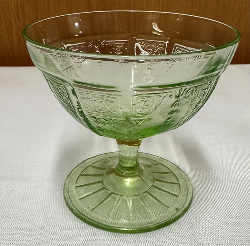 Vintage Depression Glass PRINCESS GREEN FOOTED SHERBET DISH-Anchor Hocking
