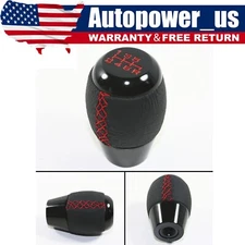 FOR Honda Acura M10 X 1.5 6 SPEED MANUAL RED STITCHING BLACK LEATHER SHIFT KNOB