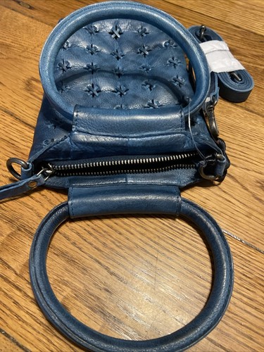 Latico NJ USA Crossbody Handbag Leather Dark Blue Star Stitched New With Tags - Picture 4 of 8
