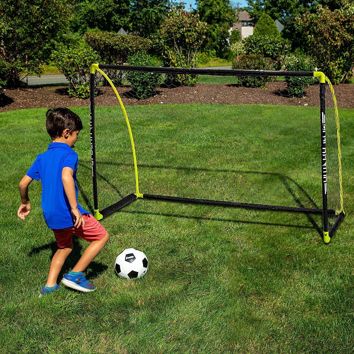 Tradineur - Portería montable de fútbol - Incluye balón de fútbol e  inflador - Ideal para niños y para el jardín, la playa o el