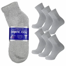 3-12 Pairs Mens Women Diabetic Health Gray Ankle Quarter Cotton Socks Size 9-15