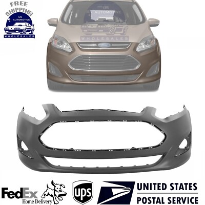New Front Bumper Cover w/ Fog Lamp Holes Primed For 2013-2016 Ford C-Max