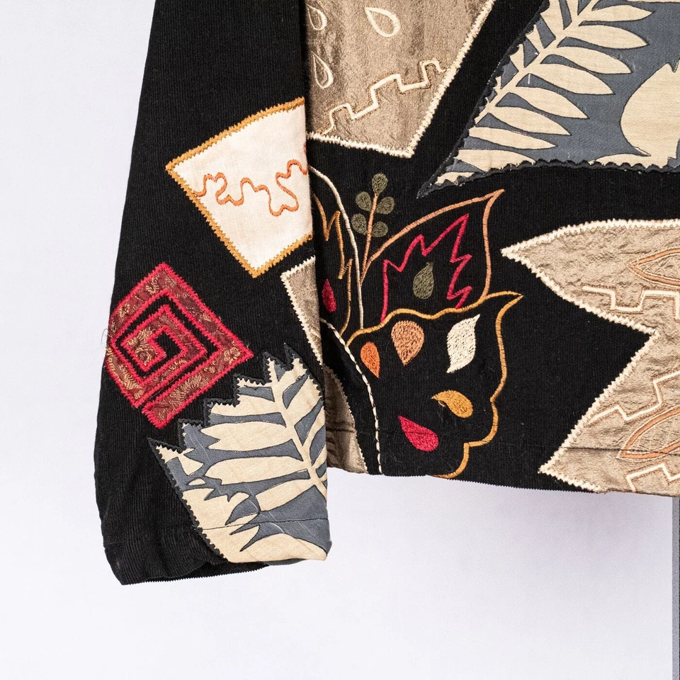 Chaqueta de Pana Vintage Bordada Patchwork Para Mujer MEDIANA Boho Otoño Occidental Foto 3 de 4