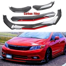 Front Bumper Lip Splitter Bod Kit Spoiler For 2001-2023 Honda Civic Carbon Fiber