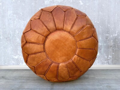Moroccan Ottoman Leather Pouf : Luxurious Comfort for Your Living Space