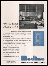 1931 Modine Mfg Co. Copper Cast Radiators Art Deco City Apartment Photo Print Ad