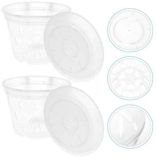 2 Sets of Household Planter Orchid Flower Pot with Drainage Hole Garden Small