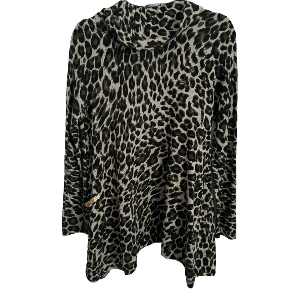 Cárdigan International Concepts Talla Grande Verde Estampado Multi Animal Mujer Sudador Foto 4 de 4