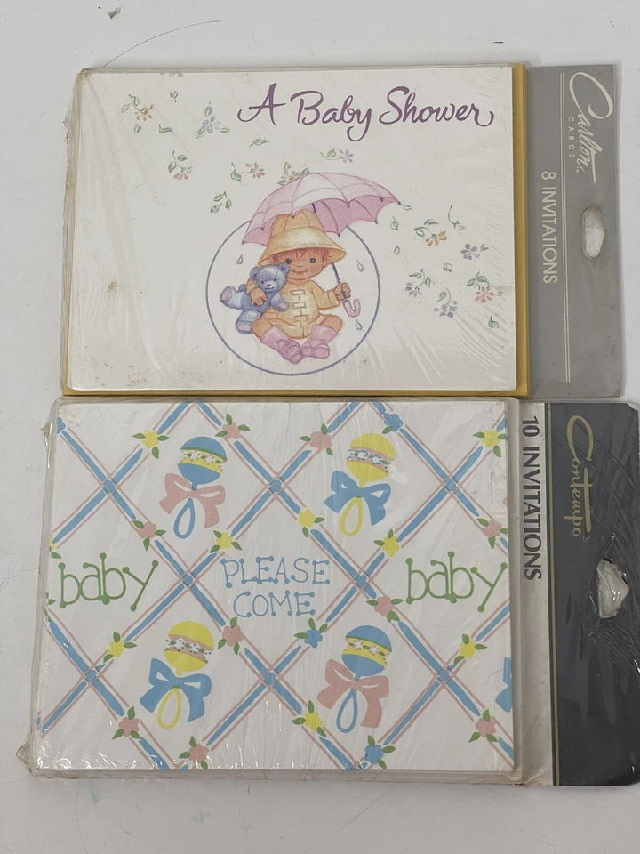 Tarjetas de fiesta de baby shower de colección invitaciones 18 en total Carlton Contempo nuevas 2 paquetes Foto 2 de 4