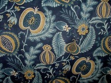 Velvet Curtain Fabric Arts And Crafts Pomegranate Navy Blue Upholstery Cushion