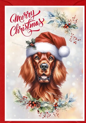 Irish Setter Weihnachtskarte roter Hund (4'' x 6'') - innen leer - von Starprint
