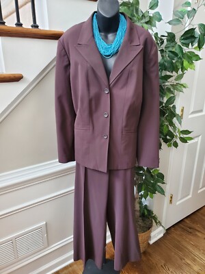 Worthington Women Brown Polyester Single Breasted Blazer Pant Pc's Suit  22W