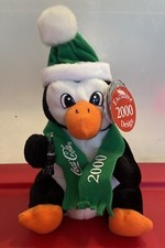 2000 Collectible Coca Cola Bean Bag Penguin w/ Coca Cola Bottle