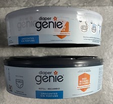Diaper Genie Base Refill Unscented 2 Pack, up to 270 Newborn size Max Odor Lock