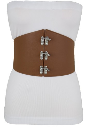 ?Women Brown Scarlet Darkness Women Wide Belt Elastic Waist Belt Corset Belts Scarlet Darkness Renaissance Corset Belt Lace-up Tied Waspie  main image 3