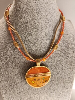 Kenneth Cole Goldtone Multistrand Coral And Amber 16'' Resin Necklace