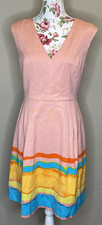 Tracy Reese Anthropologie Dress Sz 6 Fit Flare Peach Malibu Paint Pockets NWT