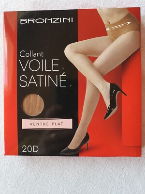 Collants voile satiné ventre plat peau 20D neuf taille marque Bronzini 