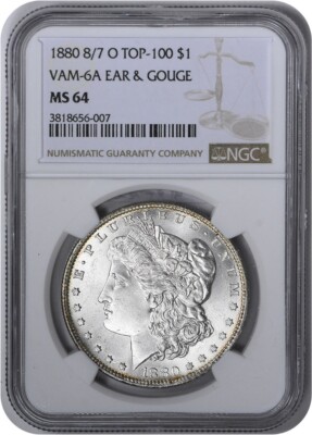 1880-O VAM 6A Morgan Silver Dollar 8/7 Ear MS64 NGC | eBay