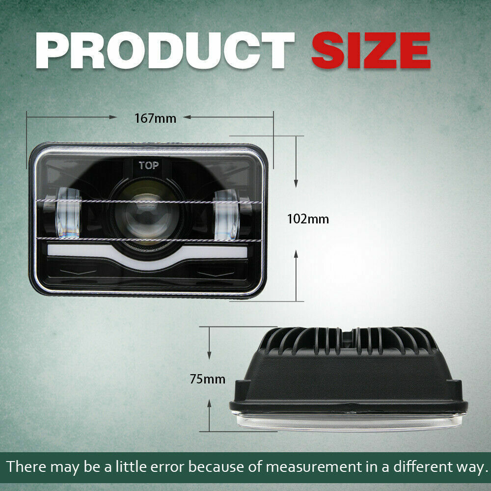 Faros LED 4x6 Pulgadas Alto/Bajo + DRL + Giro - Para Pontiac Trans Am 98-00 - 4 Piezas Proyector