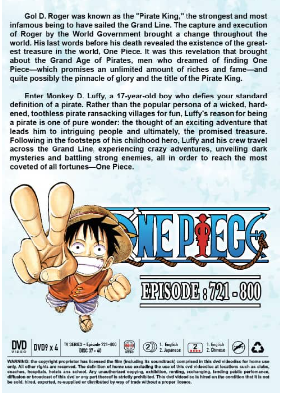 One Piece Box 10 (Episode 721-800) Anime DVD [English Dub] [Free